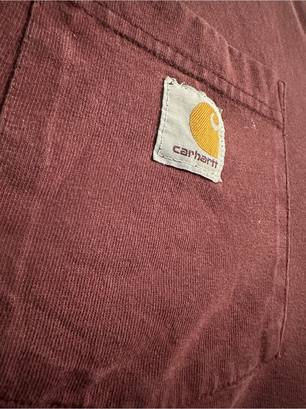 Carhartt Men's Shorts Burgundy with Yellow Logo